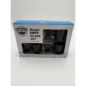 Set of 3 Black Gun Shaped Ceramic Shot Glasses Set by Big Mouth Toys